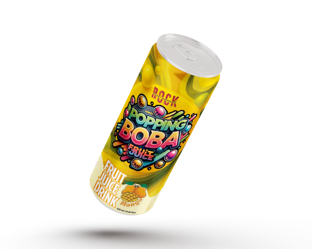 Rock Popping Boba Fruit Juice | Mango | Pack of 12 Cans - Friends Pack