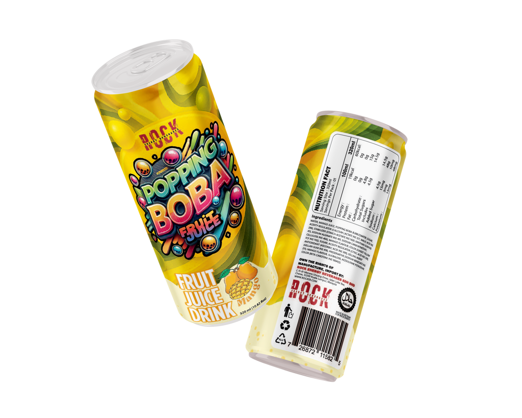 Rock Popping Boba Fruit Juice | Mango | Pack of 12 Cans - Friends Pack