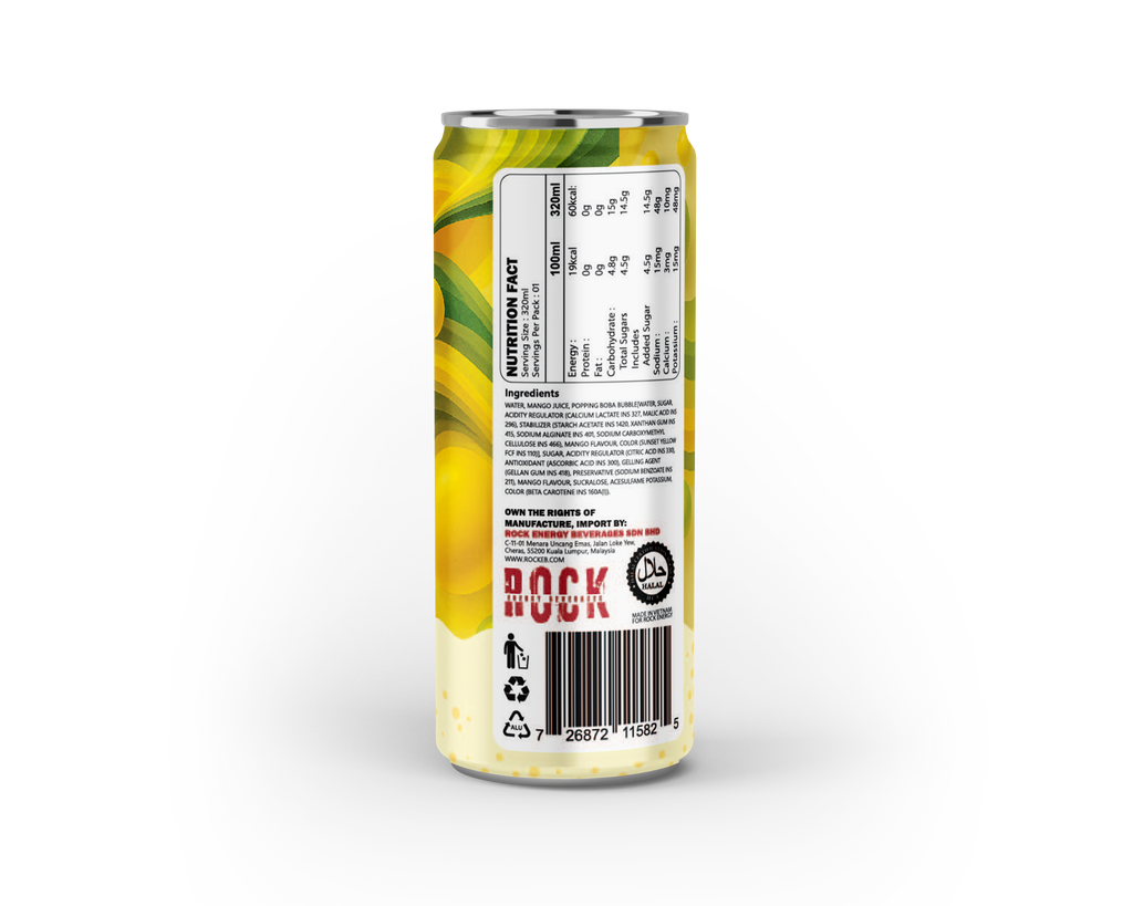 Rock Popping Boba Fruit Juice | Mango | Pack of 12 Cans - Friends Pack