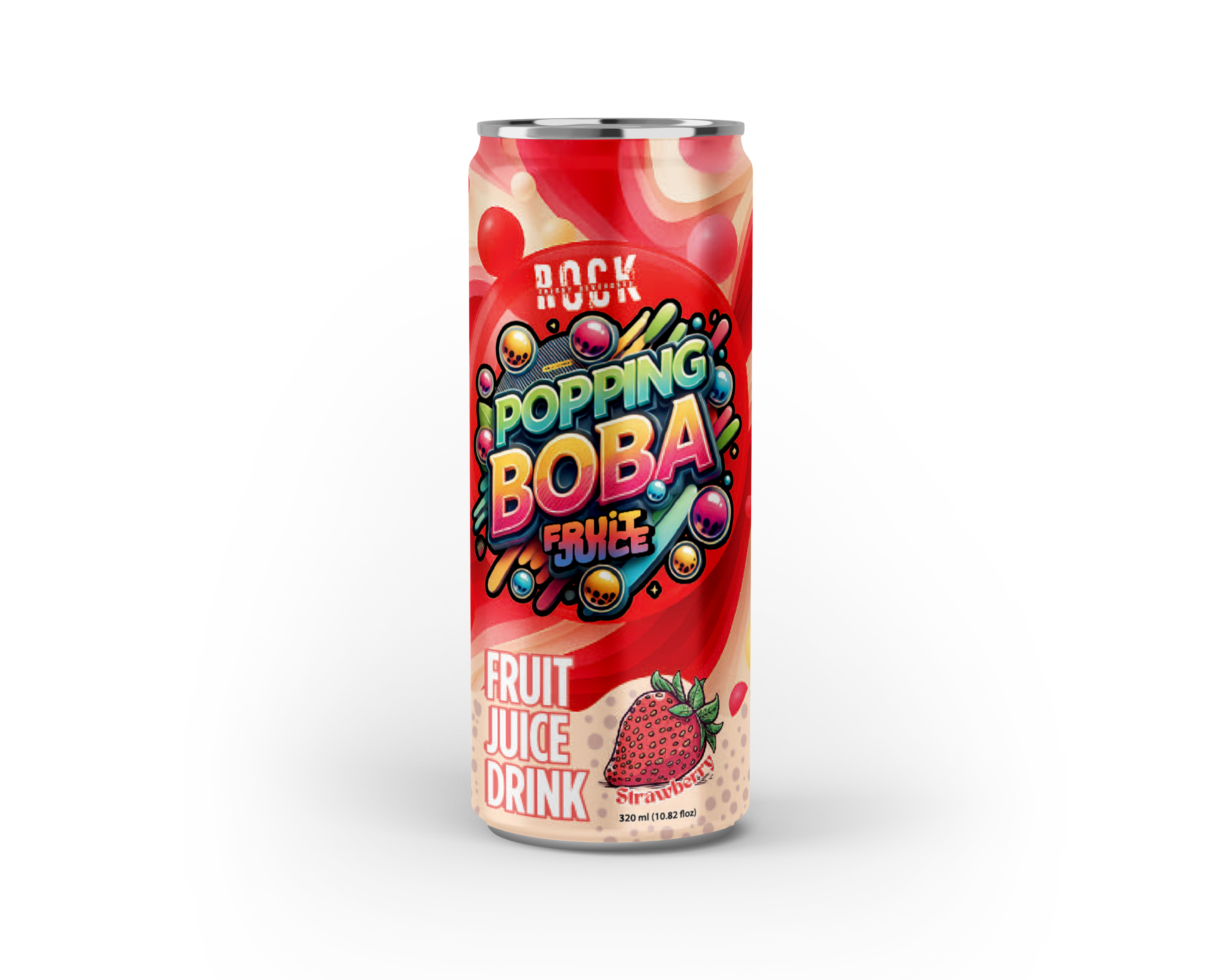 Rock Popping Boba Fruit Juice | Strawberry | Pack of 4 Cans - Trial Pack